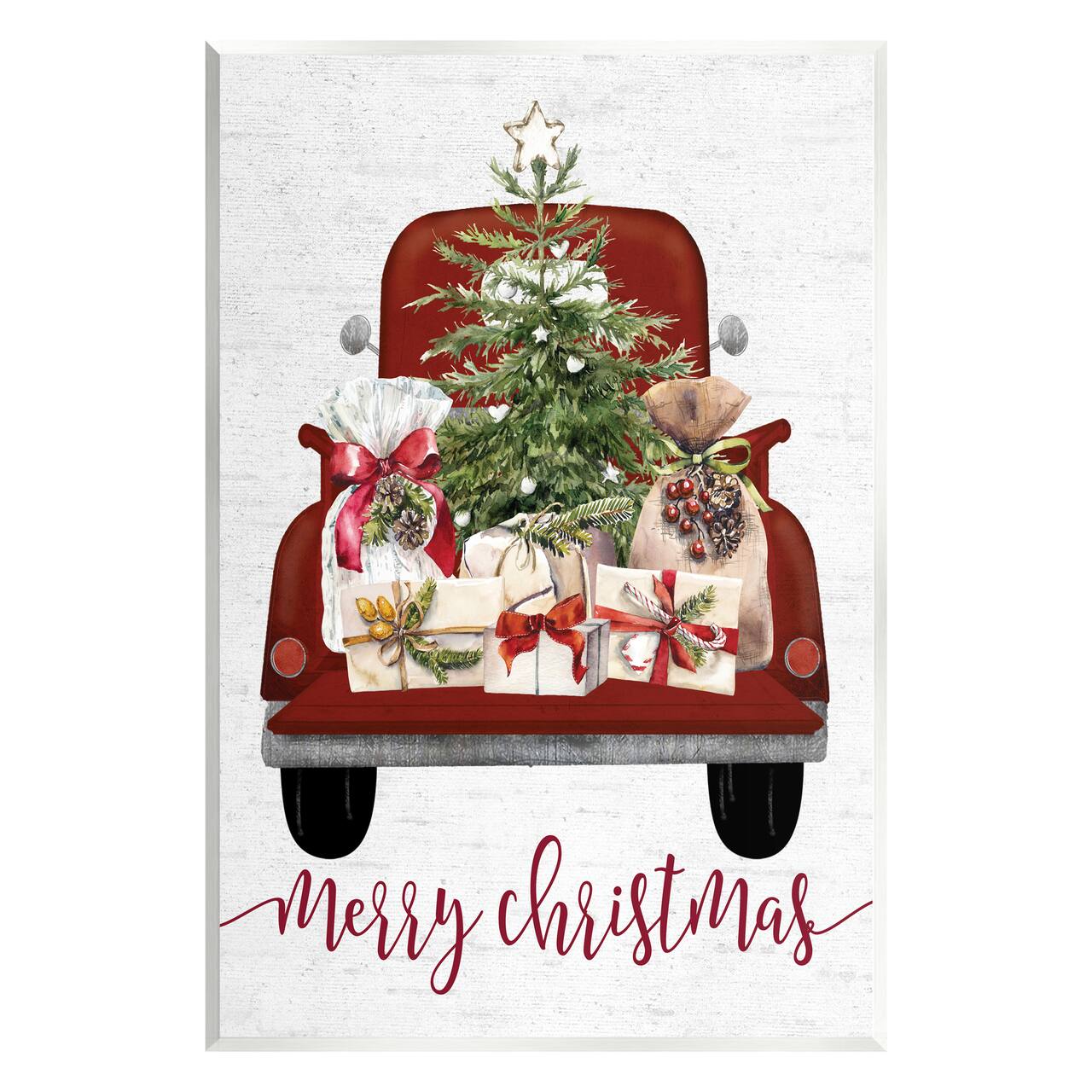 Stupell Industries Merry Christmas Holiday Presents Wall Plaque Art